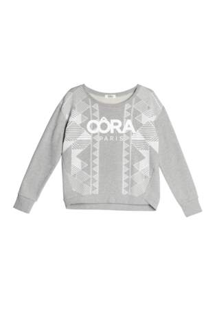 TOP SWEAT GRAPHIQUE « OÔRA » GRIS CHINÉ – MACEIO-OO – 29,99€