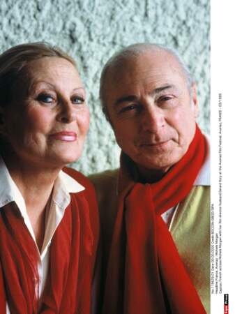 Michèle Morgan avec son époux Gérard Oury, en mars 1985