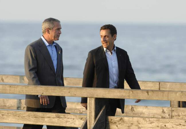 Nicolas Sarkozy et Georges W Bush