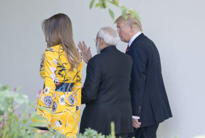 Le couple accueillait le premier ministre indien Narendra Modi 