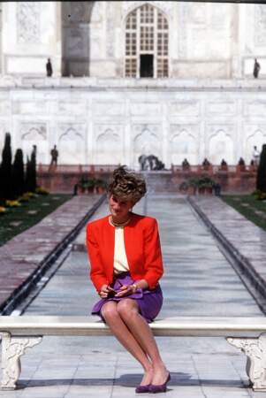 La princesse Diana devant le Taj Mahal, en 1992