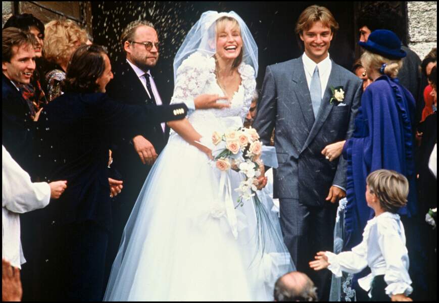 David Hallyday et Estelle Lefébure lors de leur mariage en 1989