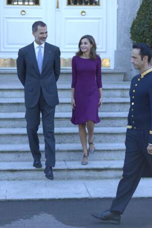 Le roi Felipe VI et la reine Letizia d'Espagne au palais Zarzuela à Madrid