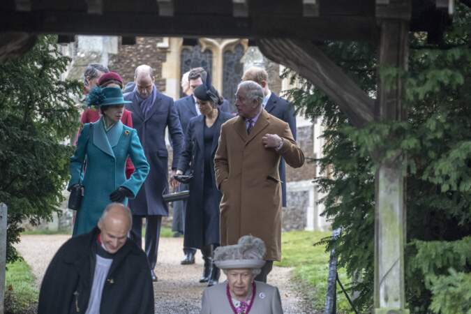 La famille royale d'Angleterre arrive en l'église Sainte-Marie-Madeleine pour la messe de Noël, le 25 décembre 2018