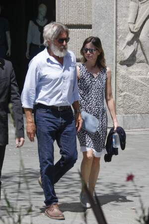 Harrison Ford et sa femme Calista Flockhart en vacances à Barcelone, à l'été 2016.
