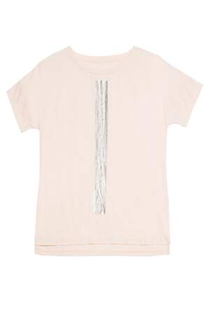 Tee-shirt rose pâle inscriptions argentées - 19,99€