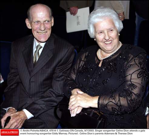 Adhémare et Thérèse Dion lors d'un gala en l'honneur d'Eddy Marnay au Canada en 2003