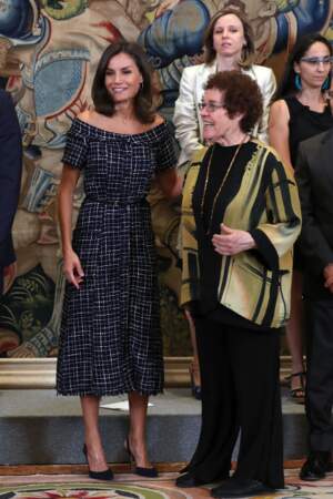 La reine Letizia d'Espagne s'est rendue au Palais de la Zarzuela à Madrid ce 16 juillet, à l'occasion d'un congrès