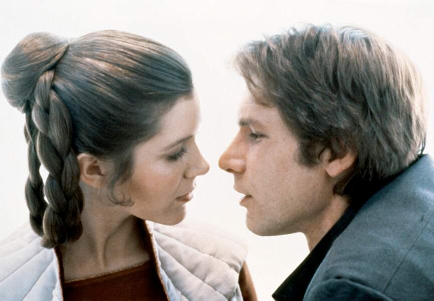 La princesse Leia et Han Solo dans L'Empire contre-attaque en 1981