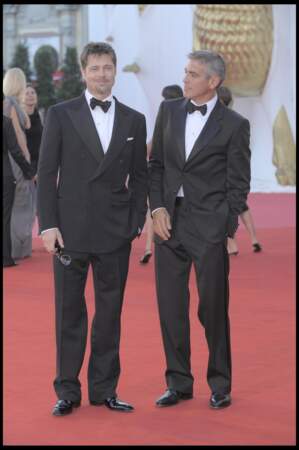 Brad Pitt et George Clooney à la première de "Burn After Reading" au festival de Venise en 2008