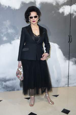 Bianca Jagger toujours stylée chez Dior