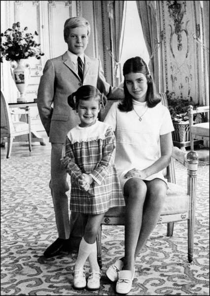Portrait de Stéphanie, Albert et Caroline de Monaco le 27 février 1971