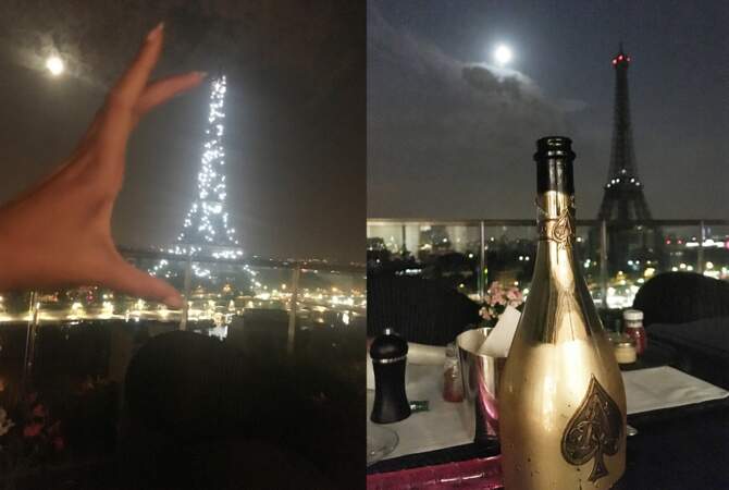 Dans une main la Tour Eiffel, dans l'autre du champagne de de chez Armand de Brignac