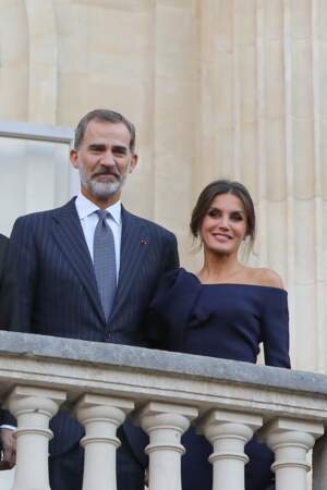 Le roi Felipe VI d'Espagne, la reine Letizia lors de la visite de l'exposition Miro au Grand Palais