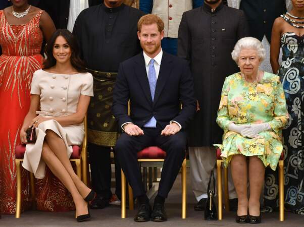 Meghan Markle à la cérémonie "Queen's Young Leaders Awards" au palais de Buckingham à Londres le 26 juin 2018