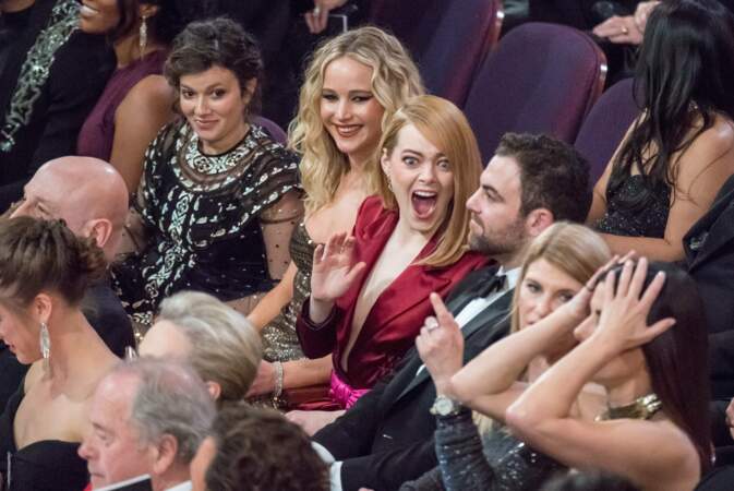 Jennifer Lawrence et Emma Stone aux Oscars à Los Angeles le 4 mars 2018