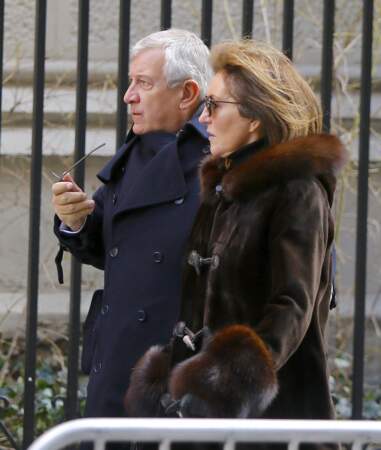 Cécilia et Richard Attias aux obsèques de Lee Radziwill, à New York, le 25 février 2019.