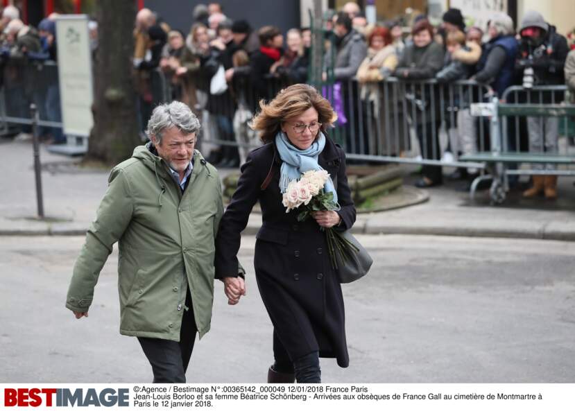 Jean-Louis Borloo et sa femme Béatrice Schönberg aux obsèques de France Gall au cimetière de Montmartre à Paris