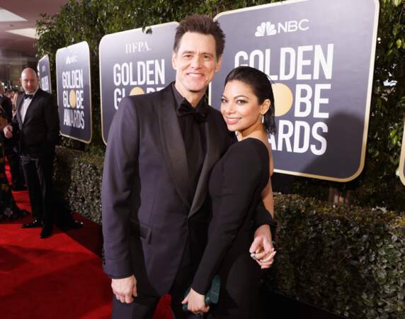 Jim Carrey et sa compagne Ginger Gonzaga à la cérémonie des Golden Globes le 6 janvier 2019 à Los Angeles