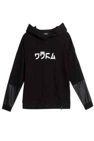 Sweat-shirt noir inscriptions japonaises blanches - 35,99€