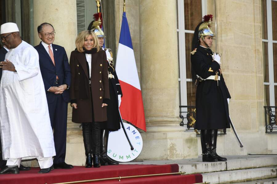 Brigitte Macron aux côtés d'Ibrahim Boubacar Keita et Jim Yong Kim.