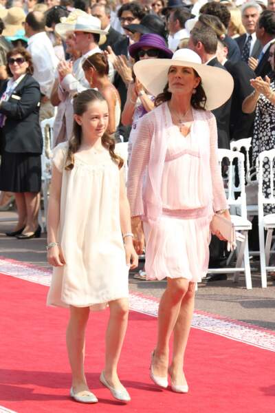 Caroline de Monaco et sa fille Alexandra au mariage du prince Albert et de Charlene Wittstock, en 2011 à Monaco