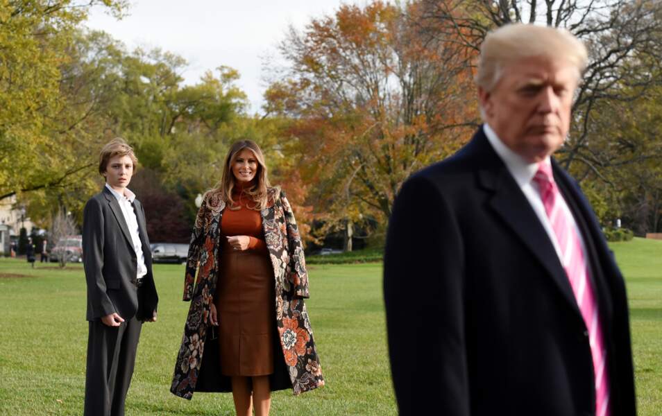 Barron, Melania et Donald Trump à la Maison Blanche
