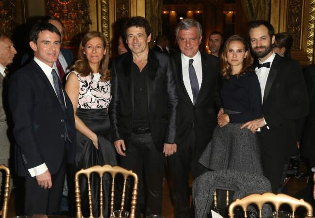 Manuel Valls, son épouse, le chanteur Patrick Bruel, Sidney Toledano, Natalie Portman et Benjamin Millepied