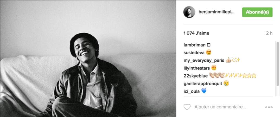 Benjamin Millepied a posté une photo en noir et blanc du jeune Barack Obama.