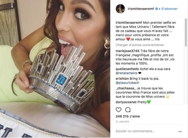 Le tout premier selfie d'Iris Mittenaere en Miss Univers