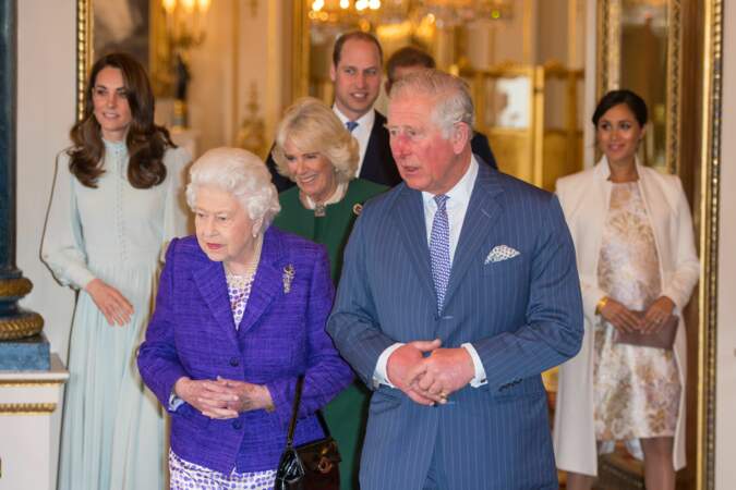 Elizabeth II et le prince Charles à Buckingham Palace à Londres ce mardi 5 mars