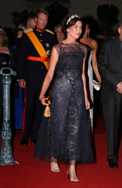 Caroline de Monaco arrive à la soirée de mariage d'Albert de Monaco et Charlene Wittstock, en 2011 à Monaco