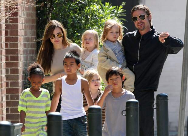 Brad Pitt, Angelina Jolie et leurs enfants à la Nouvelle Orléans en 2011