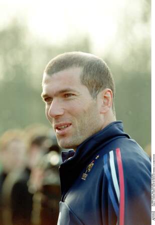 Zinédine Zidane en 2002, lors d'un entraînement de l'Equipe de France à Clairefontaine