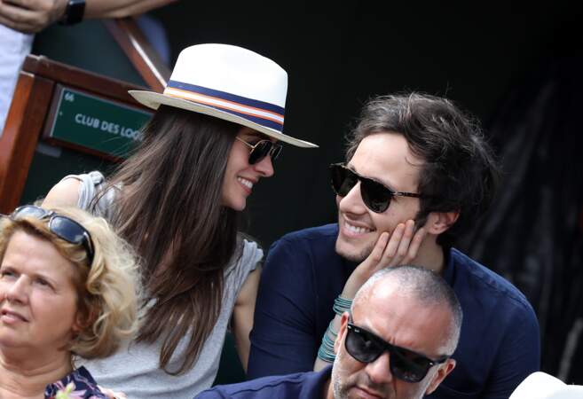 Vianney et sa compagne Catherine Robert à Roland Garros le 3 juin 2018