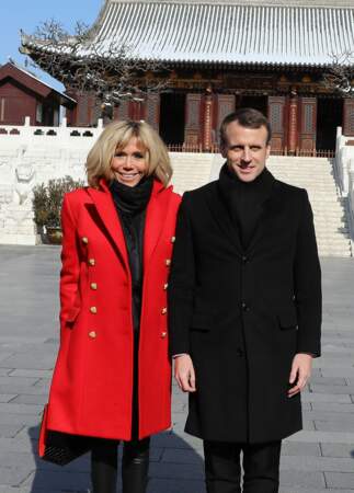 Le Président de la République et sa femme, lors de la visite d'Etat de trois jours en Chine, le 8 janvier 2018.