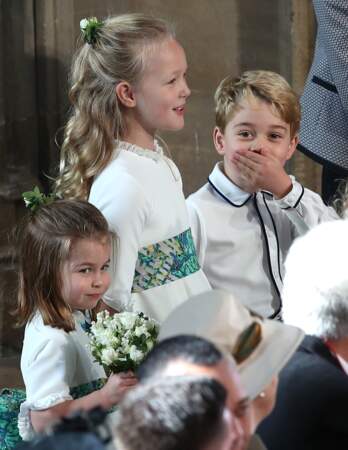 La princesse Charlotte, Savannah Philips et le prince George lors du mariage d'Eugenie d'York, le 12 octobre 2018