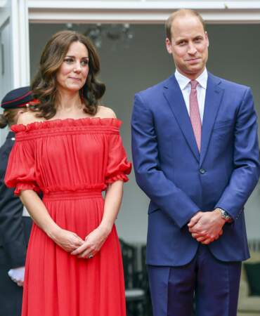 Kate Middleton et le prince William dans les jardins de l'ambassade britannique à Berlin, le 19 juillet 2017