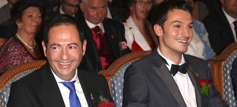 Christophe Michel et Jean-Luc Romero lors de leur mariage le 27 septembre 2013.
