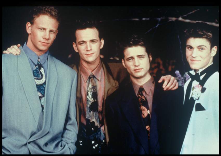 Ian Ziering, Luke Perry, Jason Priestley et Brian Austin Green en 1993