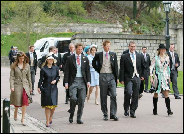 Eugénie d'York et Béatrice d'York, avec leurs cousins, les princes William et Harry, en avril 2005