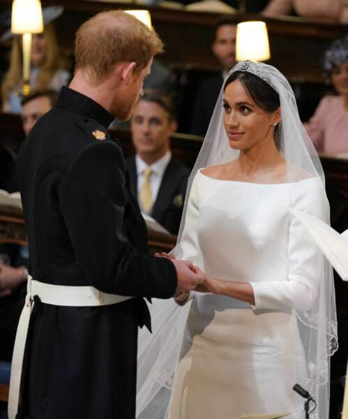 Le prince Harry et Meghan Markle (en Givenchy) lors de leur mariage à Windsor le 19 mai 2018