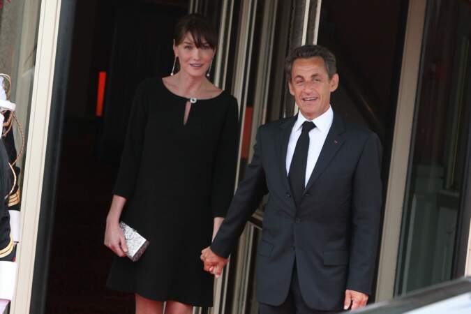 Carla Bruni Sarkozy (alors enceinte de Giulia), avec Nicolas Sarkozy lors du sommet du G8 à Deauville en 2011