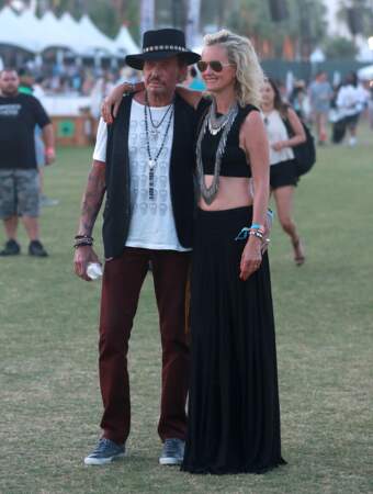 Johnny et Laeticia Hallyday assistent au festival Coachella, le 18 avril 2015