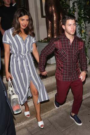 Priyanka Chopra a fêté ses 36 ans lors d'un dîner à Londres avec son fiancé Nick Jonas, le 16 juillet 2018.