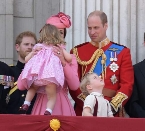Kate Middleton, Prince William et leurs enfants Charlotte et George, à Buckingham Palace
