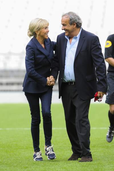 Brigitte Macron et Michel Platini au Stade de France.