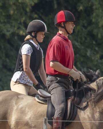 Lady Louise Mountbatten-Windsor, avec son père le prince Edward, en juillet 2018