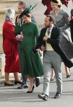 Pippa Middleton, très enceinte, au mariage d'Eugenie d'York ce vendredi 12 octobre 2018