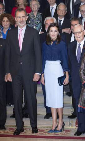 Le roi Felipe VI et la reine Letizia d'Espagne assistent ‡ une rÈunion ‡ la Royal Academy of Language de Madrid, le